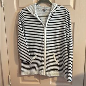 Talbots Soft white and black striped top